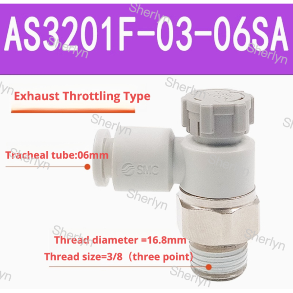 SMC Pneumatic Throttle Control Valve Connector AS1201F-M3-02