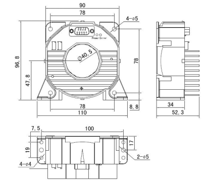 MCTH500A Industrial-grade Anti-interference Current Sensor 500A/0.01% Accuracy Compact Design Suitable For Rail Transit/UPS/welding Equipment