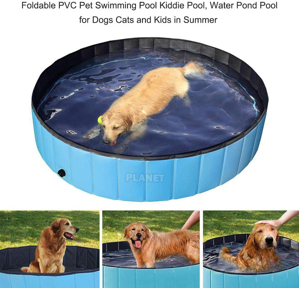 Blue 0.3cm Pvc Large Foldable Pet Wash Tub For Dog Cat Swimming