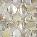 Round Mother Of Pearl Bathroom Tiles Fresh Water Seashell Decor 2mm Thickness