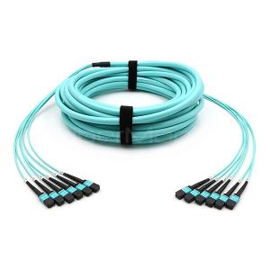 Wholesale Female to Female 6 x MPO Trunk Cable Assembly 72 Fibers OM3 OFNR Aqua Jack from china suppliers