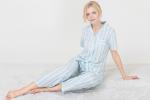 Striped Ladies Short Sleeve Pajama Sets , Lace Trimmed Women'S Sleepwear Sets