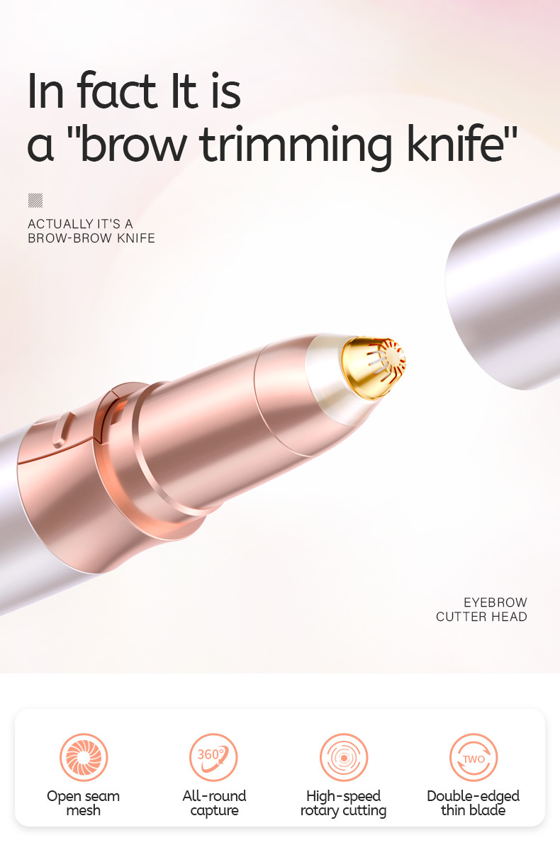 Mini Electric Eyebrow Hair Remover Pen , Laser Eyebrow Trimmer Multifunctional