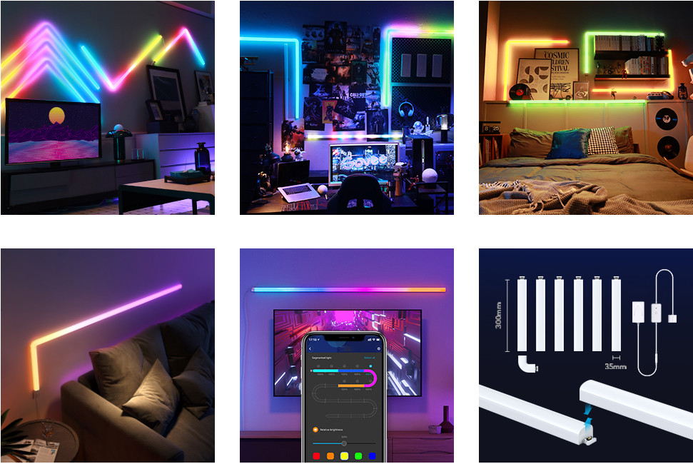Smart LED Pickup Light RGB Symphony Lamp Bluetooth App Control Music Rhythm Lights Ambient LED Lamp Bar TV