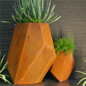 Wholesale Indoor And Outdoor Metal Geometric Planter Corten Steel Hexagonal Flower Pot from china suppliers