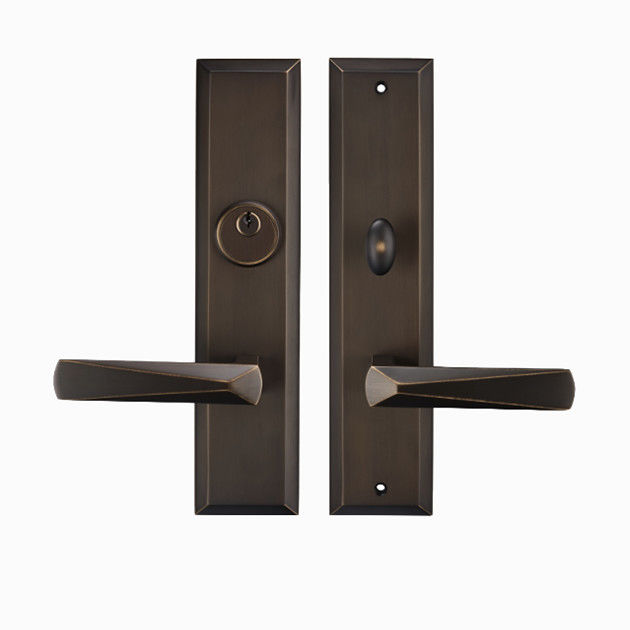 Amertop brass Single Cylinder Front Door Handleset Featuring SmartKey Security in coffee