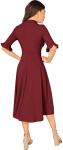 Clothing Ribbed Knit Bell Sleeve Fit And Flare Midi Dress