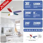 OEM 5 Colorful MDF Blades Modern Ceiling Fan With Light AC Motor