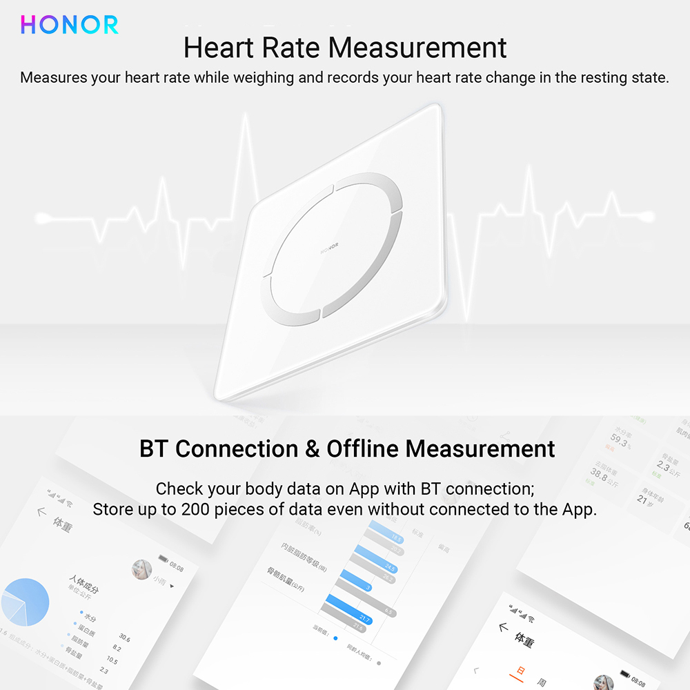 Honor Body Composition Scale 2 Standard 14 Body Analyzer Monitor Rate Heart Rate Measurement Honor Body Fat Scale 2