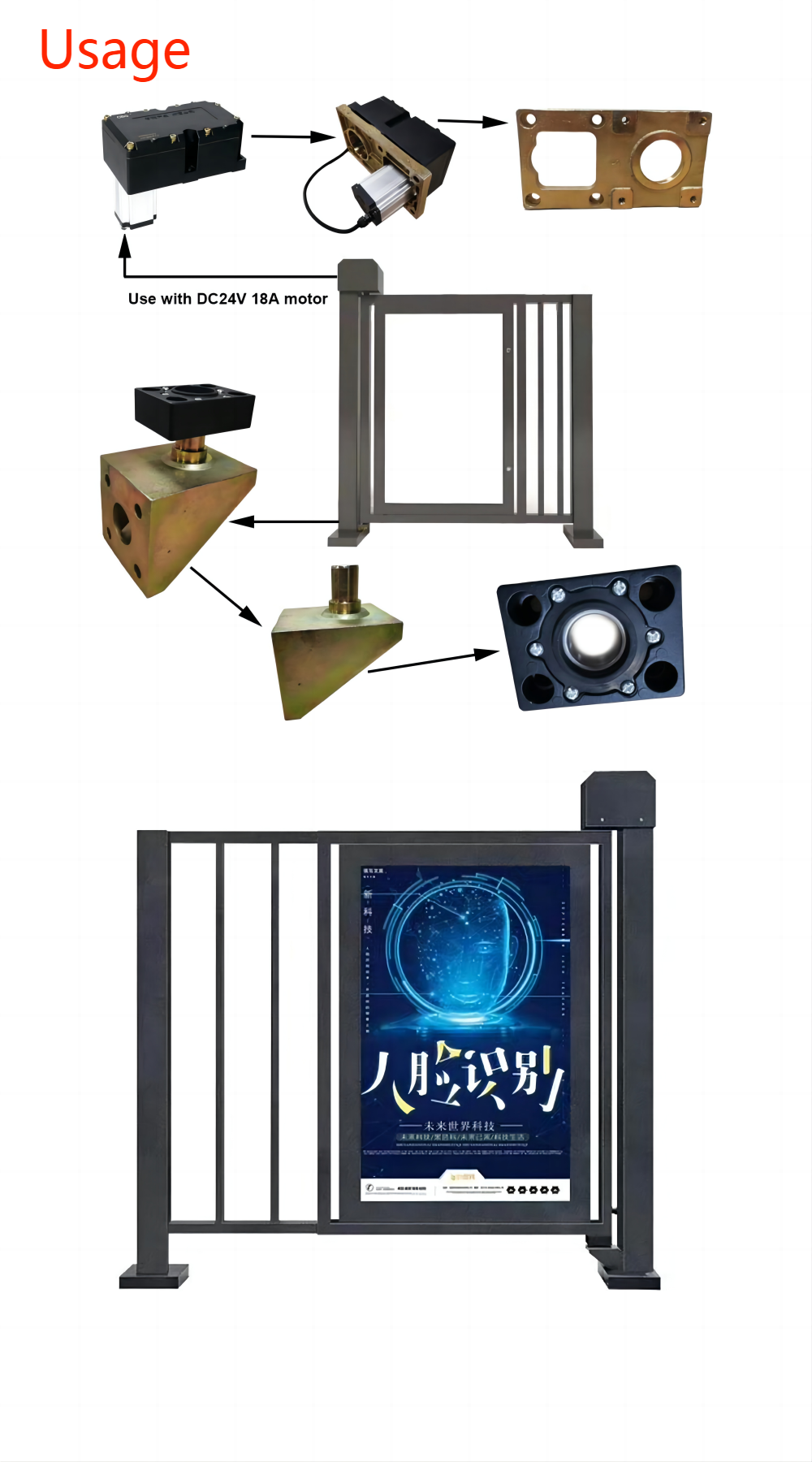 Customized Small Rotating Walkway Swing Barrier Gate For Access Control 30W/2A