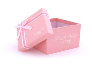 Wholesale Square Shape Pink Present Box , Logo Packaging Boxes Paperboard Material from china suppliers