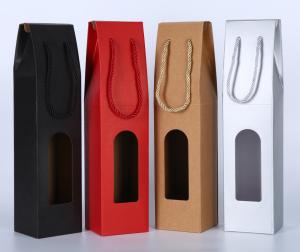 Wholesale UV Coating 2 Ply Wine Bottle Paper Bags With Cut Out Windows wine bottle drawstring fabric bag packaging from china suppliers