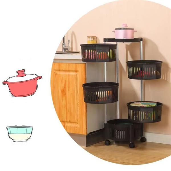 Standing Type 3 Layers Metal Round Pantry Storage and Organization for Kitchen Cabinet