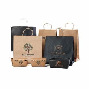 Wholesale Food Grade Handle Fast Food Kraft Paper Bag FSC Certified from china suppliers