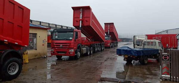 5 axle dumper trailer with 13R22.5 Tyre, exported to Ghana with red color