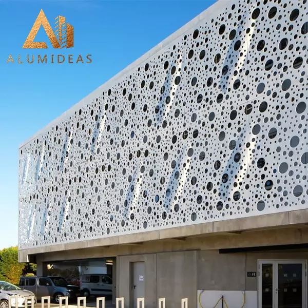 Perforated aluminum facade