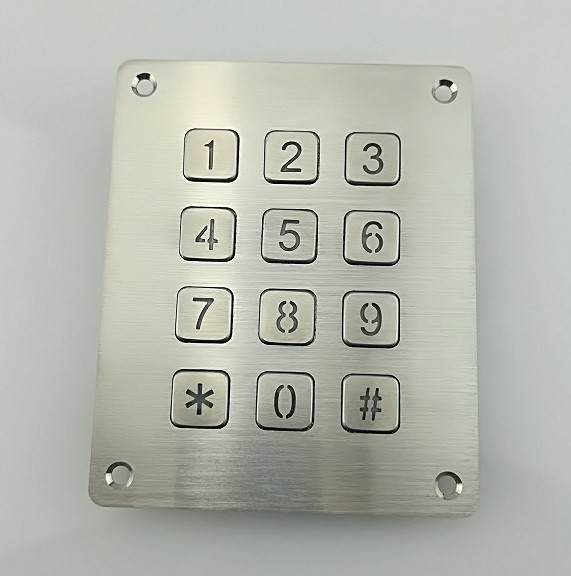 rear mounted IP65 waterproof 16 keys metal numeric vandal proof illuminated keypad