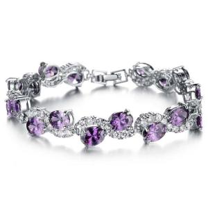 Wholesale Women Platinum Plated Purple Cubic Zirconia Bracelet Wedding Jewelry(JDS924PURPLE) from china suppliers
