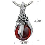 Vintage Thailand Sterling Silver Dragon Claw Garnet Pendant Necklace for Men for