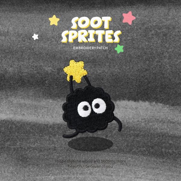 Celestial Soot Sprite Iron-On Art - Whimsical Star Guardians & Handwritten