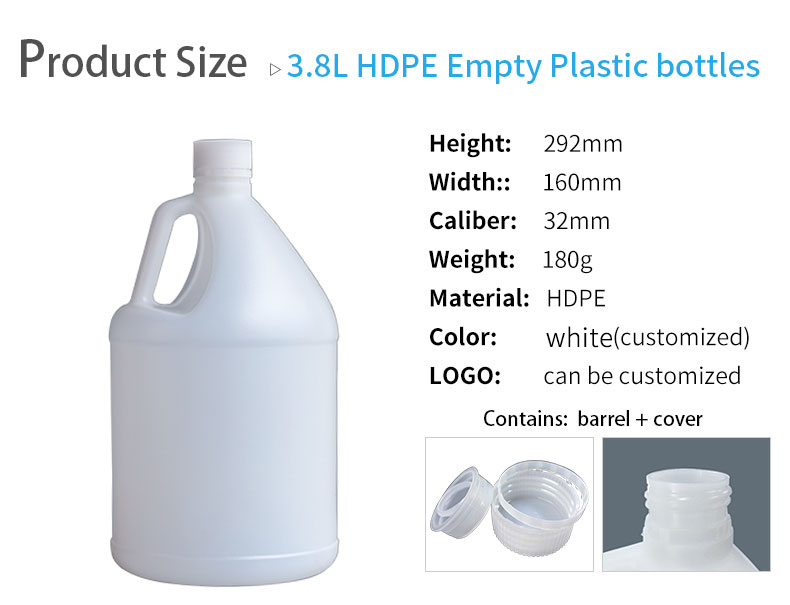 Translucent 3.8L HDPE Round 1 Gallon Chemical Containers With Handle