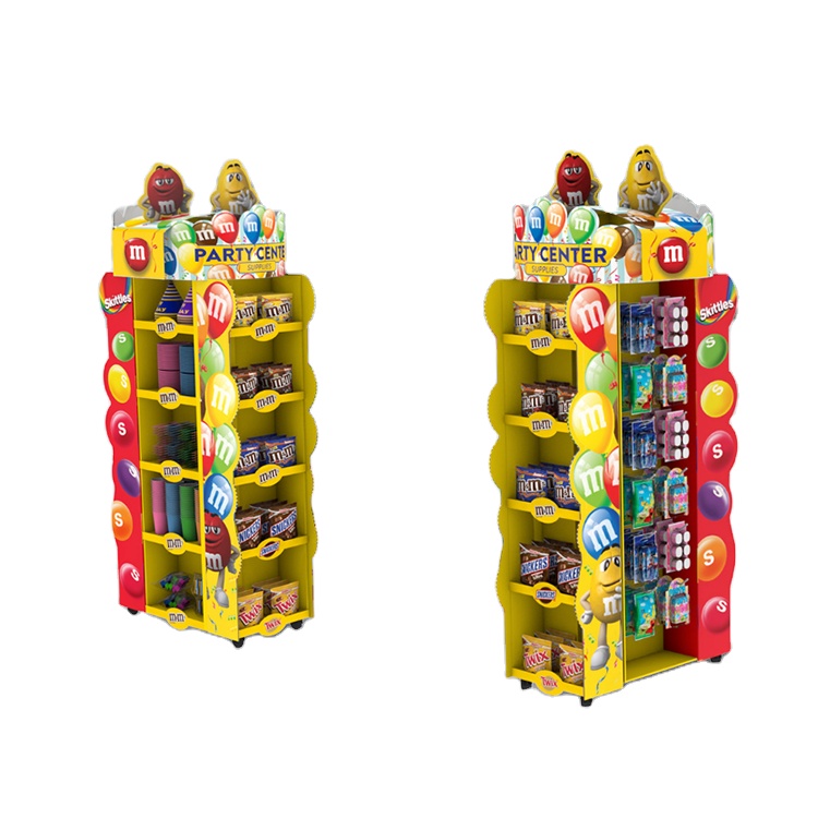 Candy Point Of Sales Displays Store Snack Display Rack With Removable Metal Trays