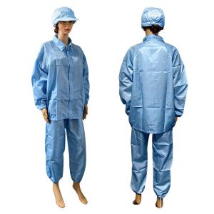Wholesale Blue 5mm Stripe Polyester Lint Free ESD Suit For Industrial Workwear from china suppliers