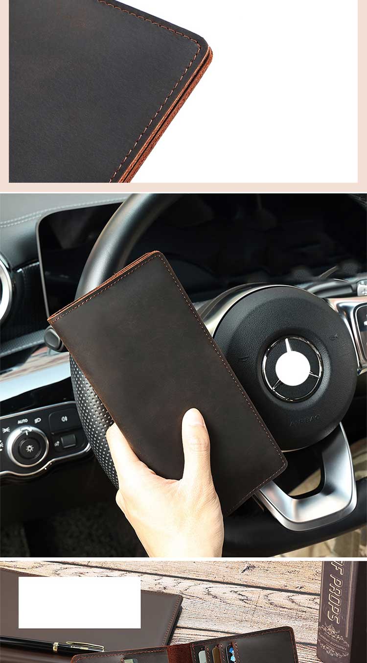 Mix Models Men's Crazy Horse Leather Purse with Advantage of Low MOQ and Vintage Design