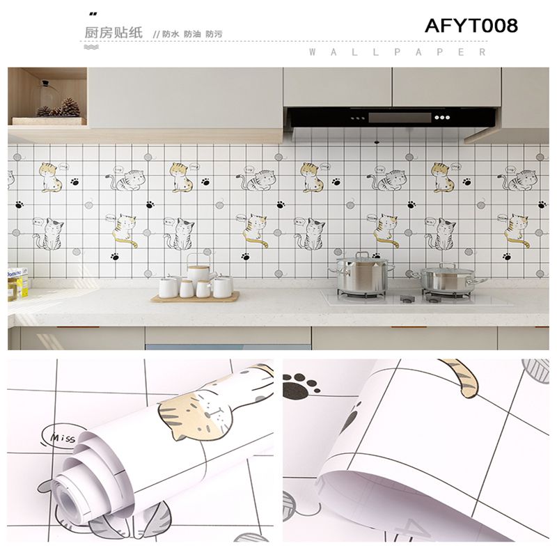 Entertainment Kitchen Wallpaper Waterproof PVC Ceramic Tile Wall Stickers Back Splash for Easy Self-Adhesive Installation