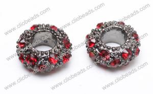 Wholesale Red Diamonds Large Hole Crystal Pave Alloy Rondelles AL16119 Jewelry Beads Findings from china suppliers