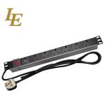 19 Inch Black Aluminum 6way 8-Outlet UK PDU With Switch 3x1.5mm² Cable With