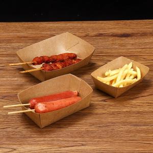 Wholesale Grade Oil-Proof Food Paper Tray Boat Kraft Paper Boxes for Fast Foods and Takeaway from china suppliers