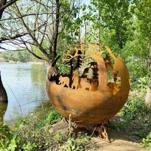 Wholesale Corten Steel Sphere Outdoor Fire Pit Rustic Red Wood Burning Fire Pit Table from china suppliers