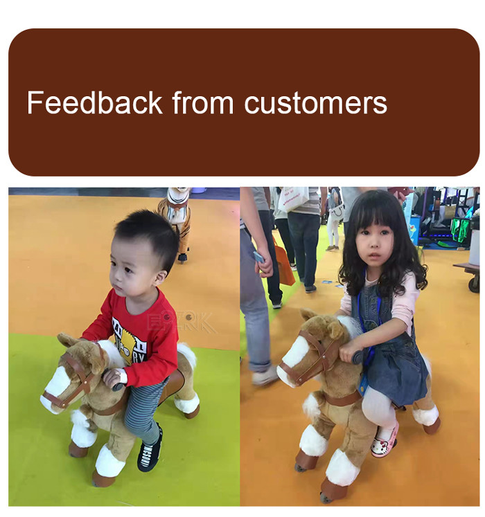 120W Kiddy Ride Machine Mechanical Rocking Horse Plush Toy On Wheels