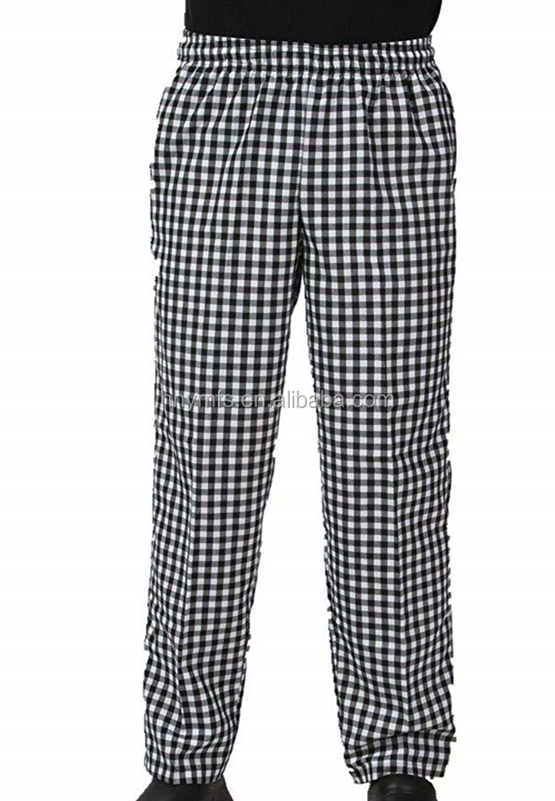 Top Quality Custom Design Workwear Chefs Clothing uniform pants with zipper fly checked chefs pants