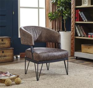 Wholesale Durable Leather Leisure Chair Matt Black Finish Iron Frame Unique Curve Armrest Shape from china suppliers
