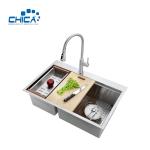 SUS304 Stainless Steel Kitchen Sinks Double Bowl Handmade House Kitchen Sinks