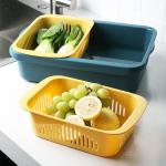 OEM ODM Rectangle Double Plastic Drain Basket Save Space Green