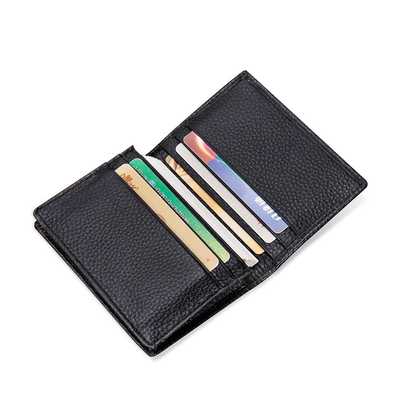 Open Closure Genuine Leather Credit Card Wallet for 2024 Product Business Namecard Holder
