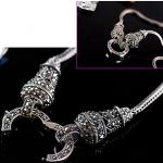 925 Sterling Silver Wheat Chain Necklace Thai Vintage Marcasite Necklace