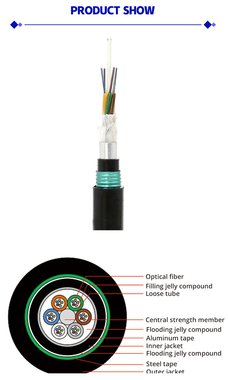 GYTA53 Armored Fiber Optic Cable Underwater Direct Buried Double Sheath 4-288Core Single Mode