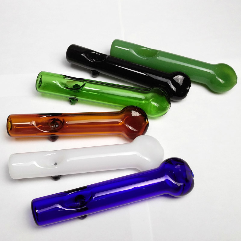 White / Green Glass Hand Pipes , Heady Spoon Pipes 4.3" For Dry Herbals