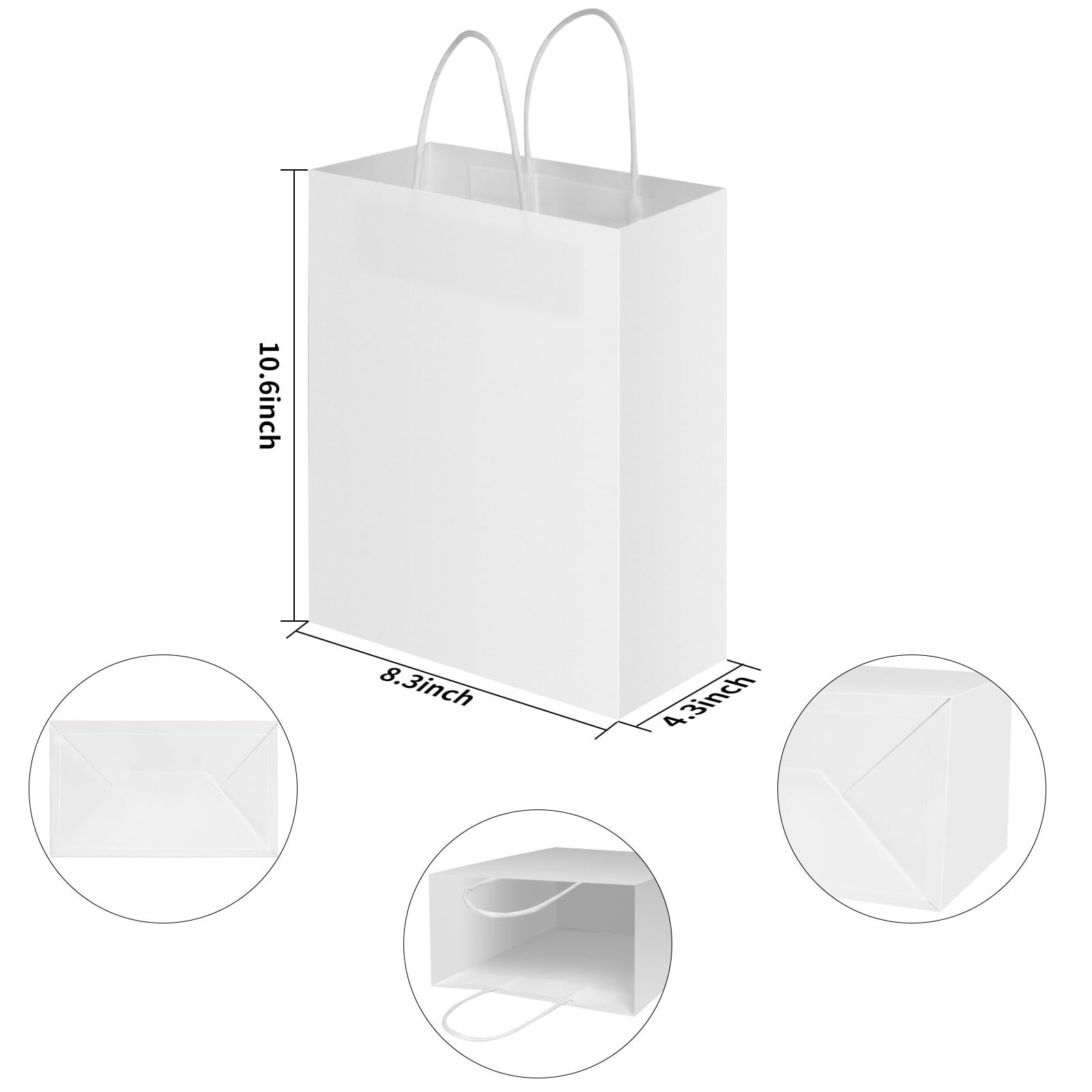 Custom Color Accepted Luxury White Gift Shopping Jewelry Package Kraft Paper Bag