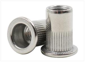 Wholesale Stainless Steel Flat Head Ribbed Rivet Nuts , Grade 4.8 Grade 12.9 Knurled Rivet Nut from china suppliers