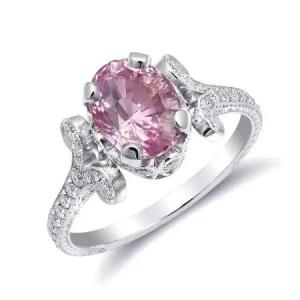 Wholesale 2.11 Carats S925 Sterling Silver Natural Pink Sapphire Cz Ring Moissanite Engagement from china suppliers