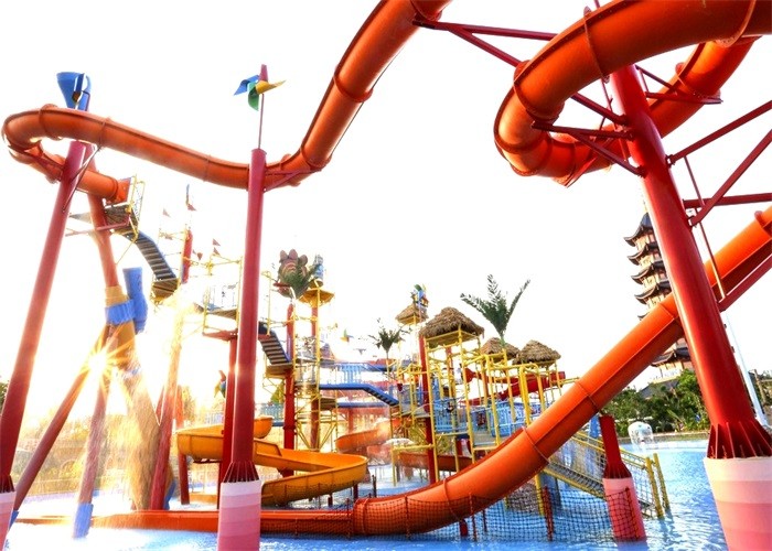 Fiberglass FRP Boomerang Indoor Water Park Slide For Children Adults