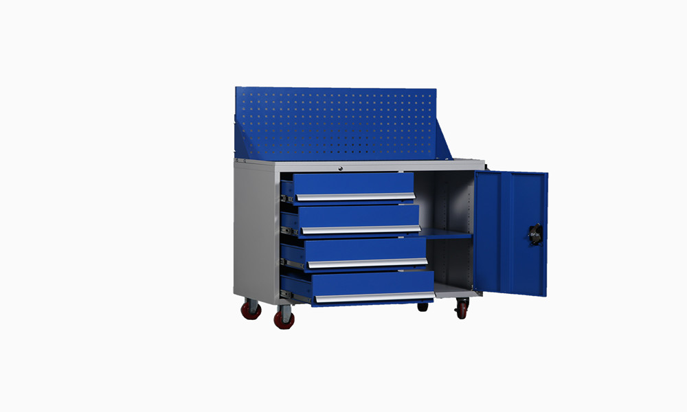 Blue 5 Drawer Mobile Tool Cabinets , ISO9001 Mobile Workbench With Tool Storage