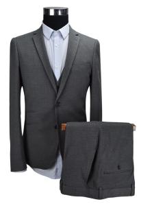 Wholesale Custom Fashion Mens 3 Pieces Suit , Business Slim Fit Suit Dark Grey Wedding from china suppliers