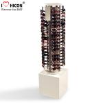 Wood Base Rotating Sunglasses Display Case , Floor Standing Sunglasses Display