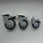 Foot Brake Medical Caster Wheels Durable 2 Inch Black Stem Length